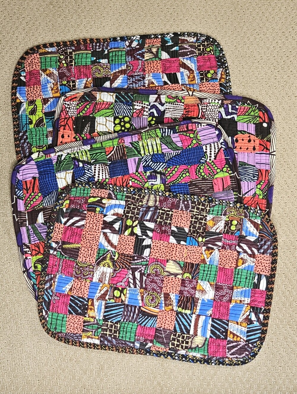 quilted placemats set of 4 handmade in Liberia West Africa
